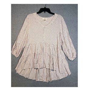 Sundance Women's Size S Tiered High Low Blouse V Neck Oversized Boho